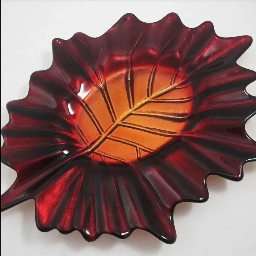🩵Partylite Red & Gold Indian Summer Pillar Candle Tray - Picture 7 of 10